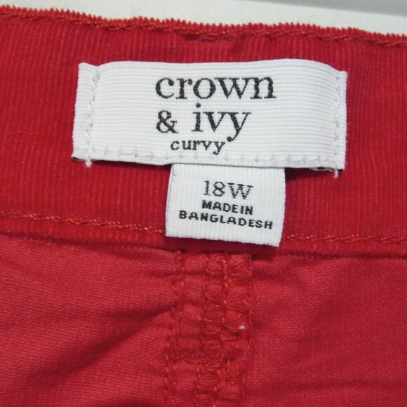 Crown & Ivy Curvy HIGH RISE Size 18W Red Corduroy Pants - Picture 5 of 8